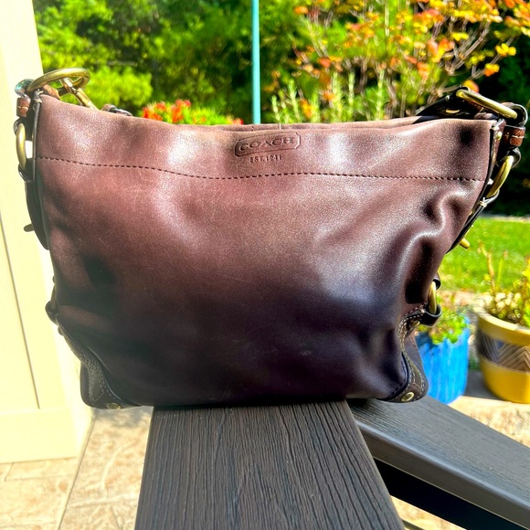 Coach Carly Hobo Brown Nappa Leather Large Shoulder Bag Purse 10615 - Picture 2 of 7